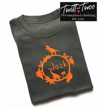 Load image into Gallery viewer, Dino wreath tshirt
