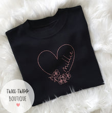 Load image into Gallery viewer, Floral heart wreath tshirt
