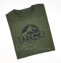 Load image into Gallery viewer, Jurassic dino name tshirt
