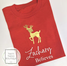 Load image into Gallery viewer, Cute reindeer believes tshirt
