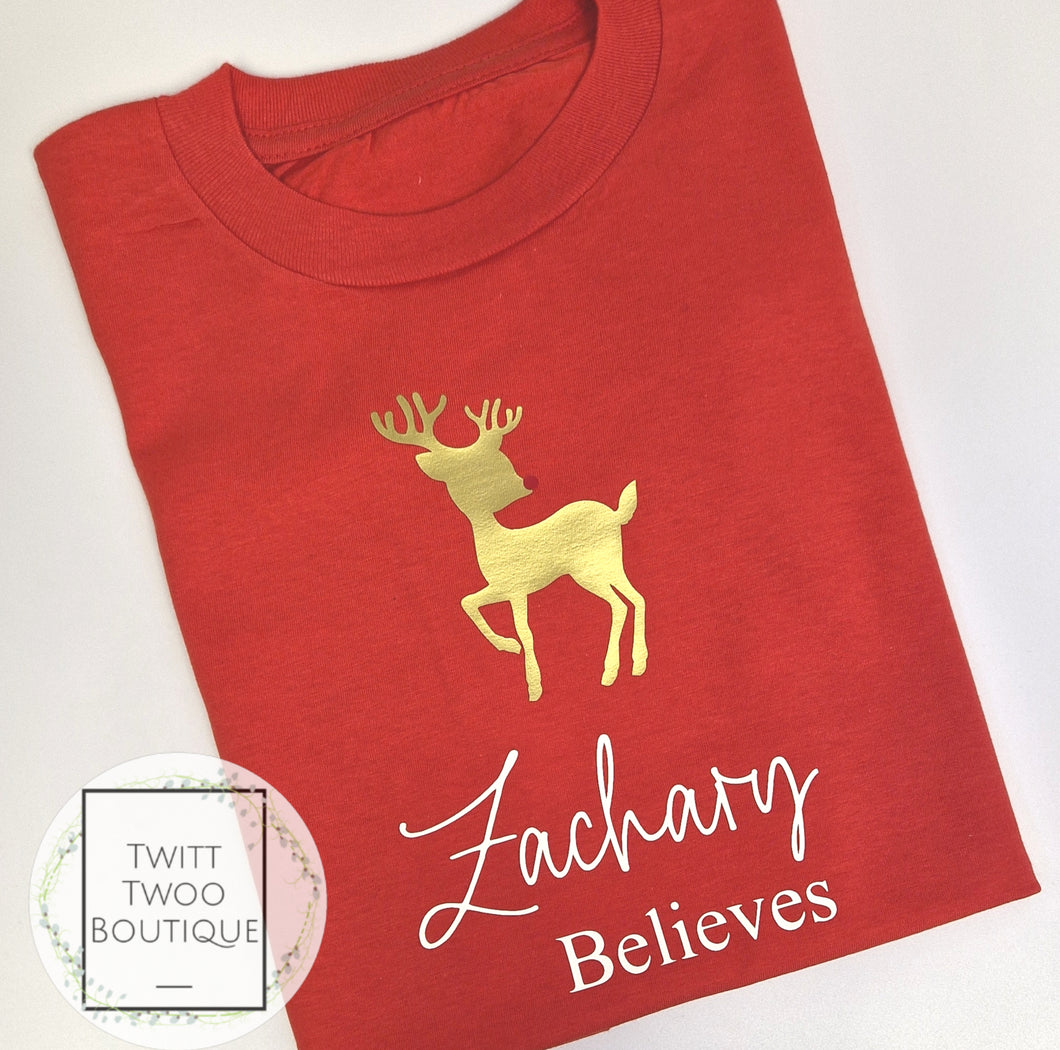 Cute reindeer believes tshirt