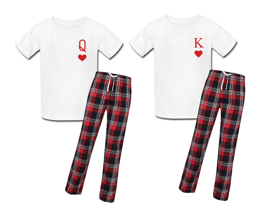 Matching king and queen tartan pyjamas